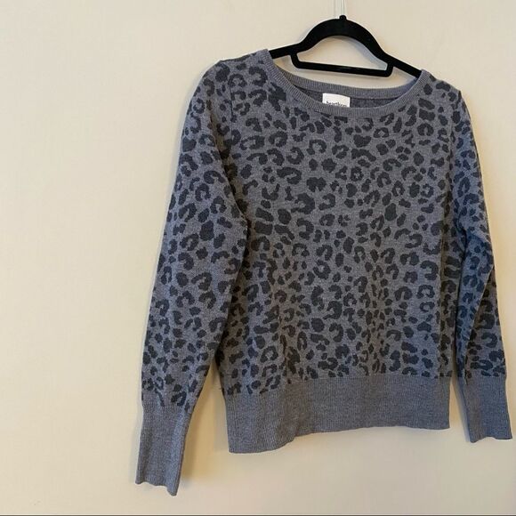 ANTHROPOLOGIE/HEARTLOOM Hera Leopard Print Charcoal Sweater (Size:Small) - Picture 5 of 10